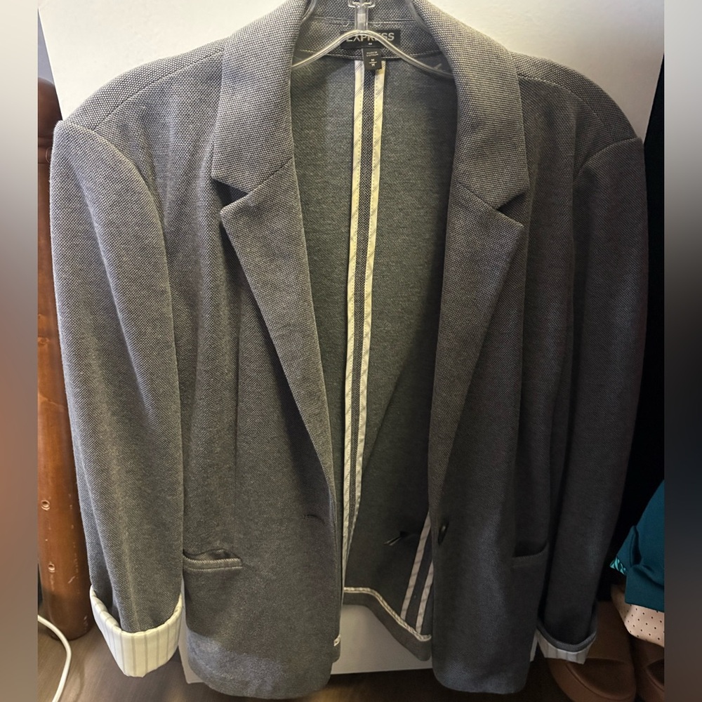 Express Men's Charcoal Knit Blazer Jacket